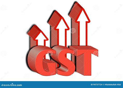 Gst Word With 3 Red Arrow3d Illustration Stock Illustration