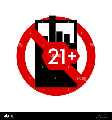 Tobacco 21 plus age restriction prohibition sign. No symbol, do not sign, circle backslash ...