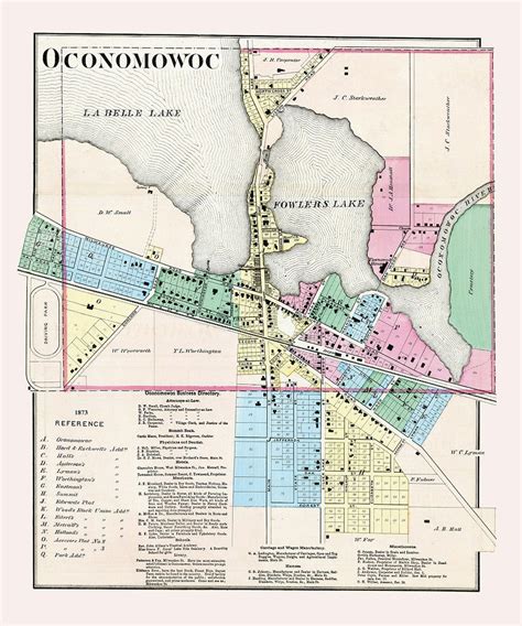 1873 Town Map of Oconomowoc Waukesha County Wisconsin - Etsy