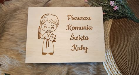 Personalizowana Skrzynka Drewniana Pami Tka Pierwsza Komunia Wi Ta