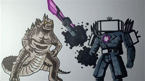 How To Draw Godzilla VS Titan TV Man v5 in Skibidi Toilet 68 PART 2 | Godzilla, Godzilla vs, Titans