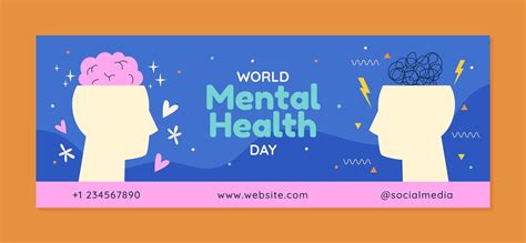 Free Vector Flat World Mental Health Day Social Media Cover Template