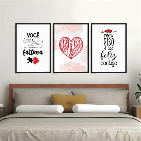 Trio Quadros Digitais Meu Riso T O Feliz Contigo Cora O