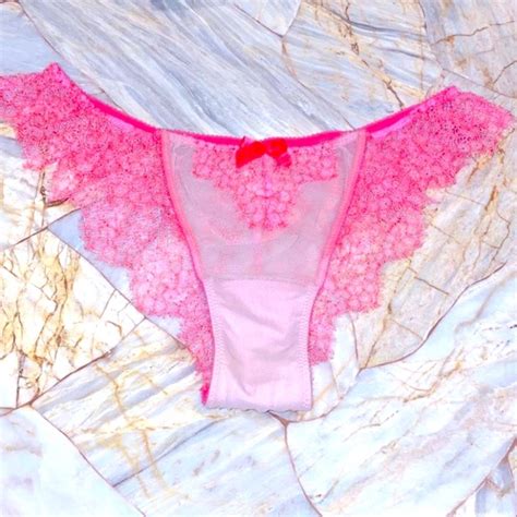 Victoria S Secret Intimates Sleepwear Vs Pink Eyelash Lace Mesh Bikini Panty Gorgeous