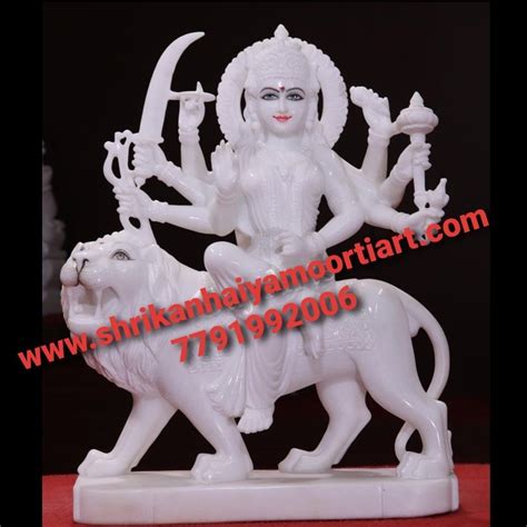 Plain Hindu White Marble Durga Statue For Worship Size Inches At