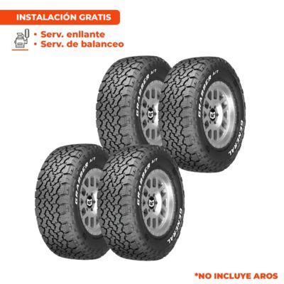 Pack De 4 Llantas LT245 75R16 GENERAL TIRE GRABBER A TX 120 116R RWL