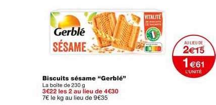 Promo Gerblé Biscuits Sésame chez Lidl iCatalogue fr