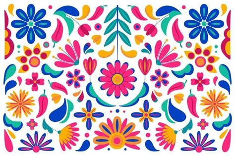 Free Vector Colorful Mexican Background Modelo Mexicano Fondos Mexicanos Flores Mexicanas