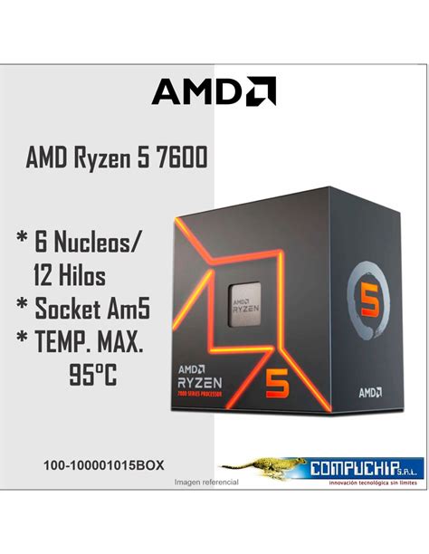 Procesador AMD Ryzen 5 7600 3 8 5 1GHz 32MB L3 6 Core AM5 65W