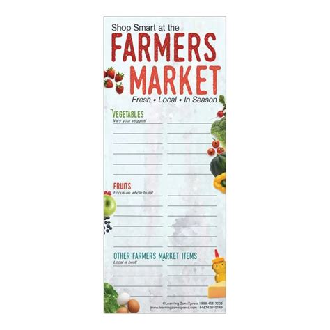 Farmers Market Shopping List Notepads Farmers Market Shopping List