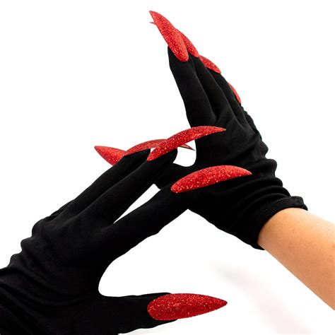 Hexen Handschuhe mit langen Fingernägeln Halloween Fasching Karneval