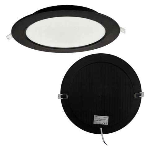 Oprawa Podtynkowa Plafon Lampa LED Sufitowa Okrągła Czarna 18W 4000K