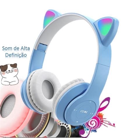 Fone Orelha De Gato Gatinho Cat Bluetooth Led Colorido Super