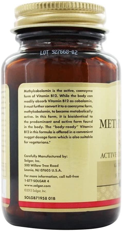 Solgar Methylcobalamin Vitamin B12 5000 Mcg 60 Nuggets 60 Count