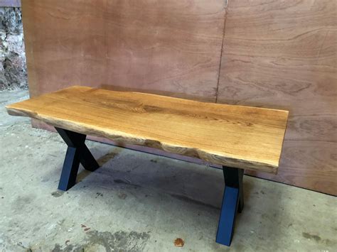 Solid Oak Coffee Table with Black Matt Metal Legs 1000 mm - Cezar Renovations