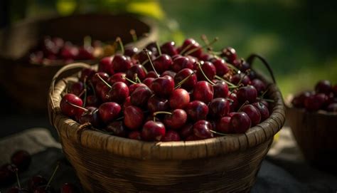 Canasta De Bayas Org Nicas Maduras Y Jugosas Un Refrescante Refrigerio