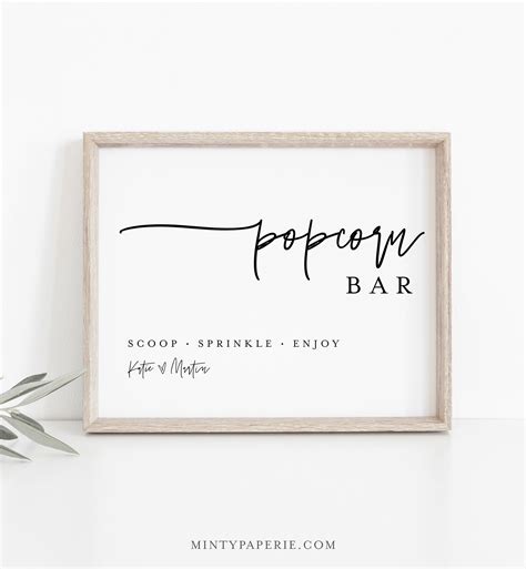 Popcorn Bar Sign, Popcorn Station, Minimalist Wedding / Bridal / Baby ...