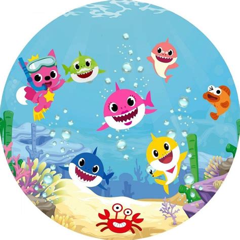 Painel Redondo 3D Sublimado Baby Shark Frd 2399 No Shoptime