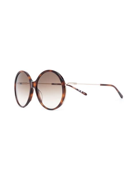 Chloé Eyewear Tortoiseshell Effect Round Sunglasses Farfetch