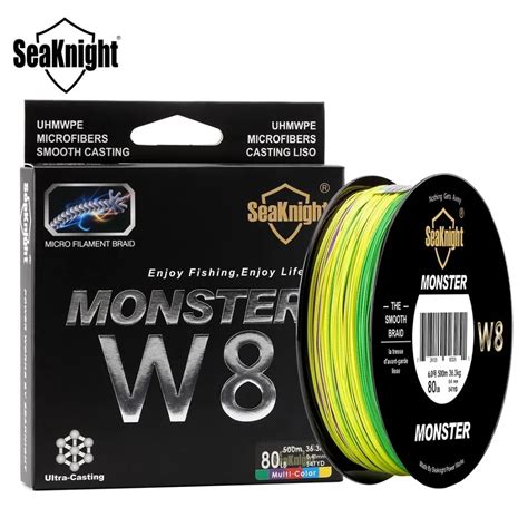 SeaKnight Monster W8 Multi Color 8 Strands 500M PE Braided Fishing Line ...
