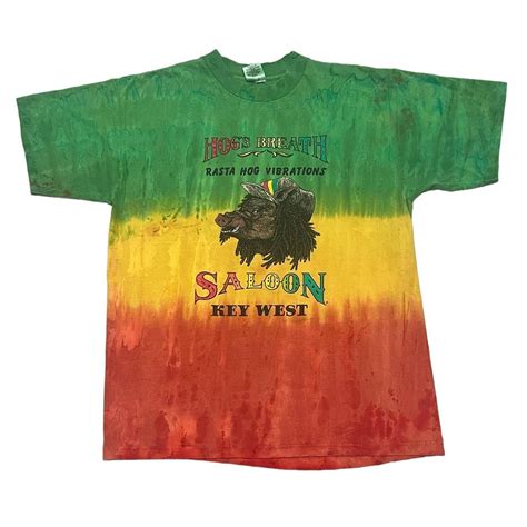 Vintage 90s Hogs Breath Saloon Tye Dye Rasta Vibes Depop