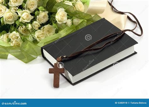 Bible Crucifix And Roses Stock Photo Image Of Light 5380918