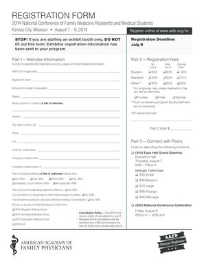 Fillable Online Aafp AAFP National Conference Registration Form