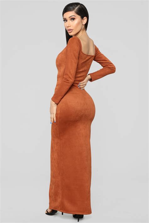 Suede My Way Maxi Dress Camel Fashion Nova