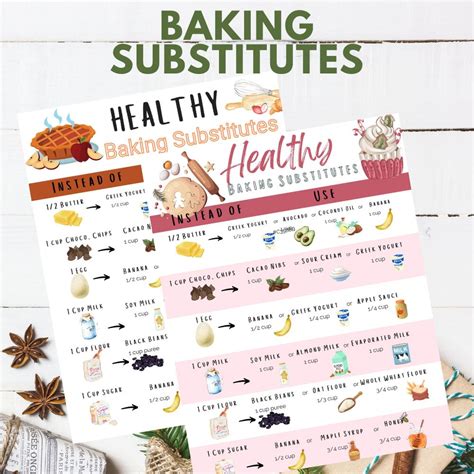 Healthy Baking Substitutes Printable - Juleps and June Bugs