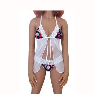 Red Sox Lingerie White Lace Babydoll And String Panty Boston Red Sox Lingerie Top And Thong Set