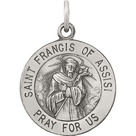 Sterling Silver Antiqued Saint Francis Of Assisi Medal Silver Charms Jewelry And Watches