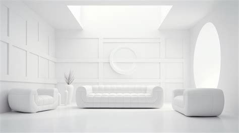 Premium Photo Pure White Minimalist Room With Couch And Armchairs