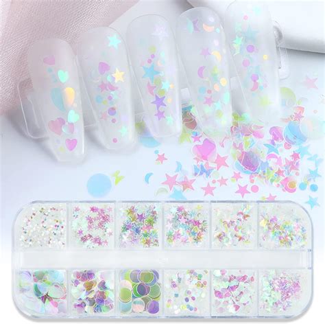 Nail Art Glitter Sequins 3d Clear Iridescent Ultra Thin