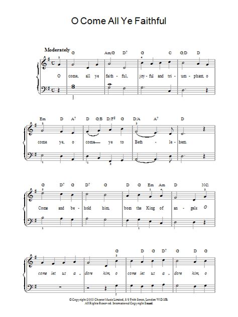 O Come All Ye Faithful Adeste Fideles By John Francis Wade Sheet Music For Piano Solo At