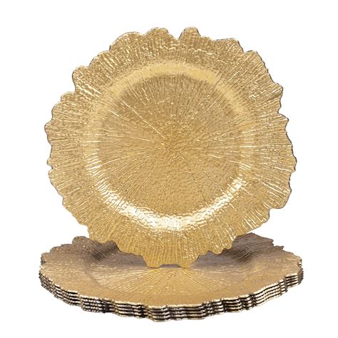 Maoname Gold Charger Plates Round Reef Chargers For Dinner Plates