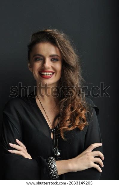 Sexy Brunette Red Lips Girl Red Stock Photo 2033149205 Shutterstock