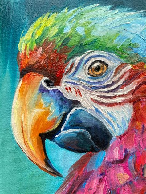 Abstract Parrot Painting On Canvas Colourful Bird Wall Art Abstract