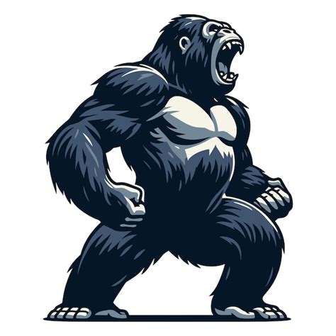 Premium Vector Wild Angry Gorilla Full Body Design Illustration