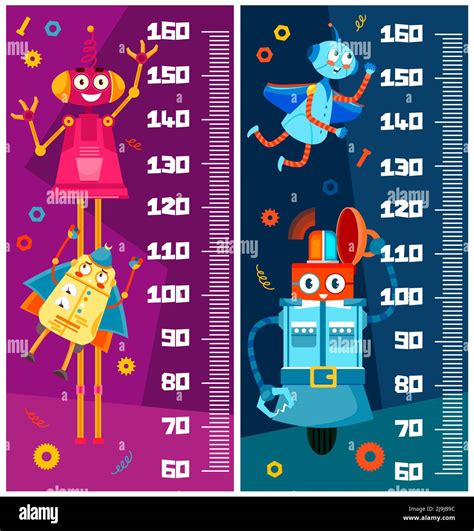 Tabla De Altura Para Niños Robots Divertidos De Dibujos Animados