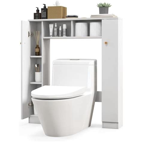 Goplus Meuble Wc Tag Re Au Dessus Des Toilettes Organisateur De