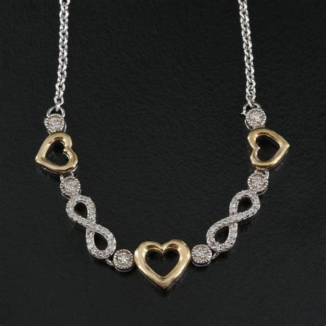 Sterling Diamond Infinity Heart Necklace | EBTH