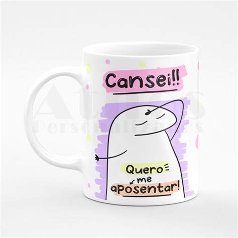 Caneca Flork Meme Cansei Quero Me Aposentar Fundo Bolinhas Perso