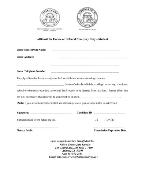 Affidavit Excuse Jury Duty Fill Online Printable Fillable Blank Pdffiller