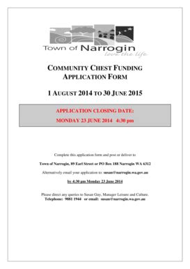 Fillable Online Narrogin Wa Gov COMMUNITY CHEST F APPLICATION FORM