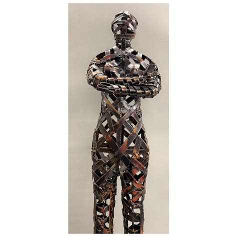 Modern Brutalist Metal Figural Sculpture Of A Woman By Palecek New