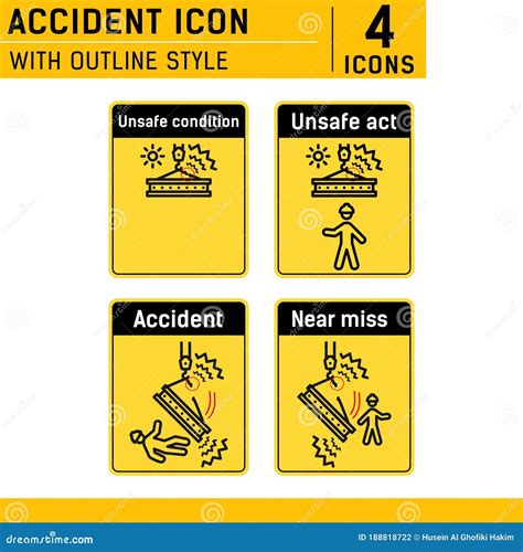 Warning Caution Sign Vector Set Unsafe Condition Unsafe Act Near Miss