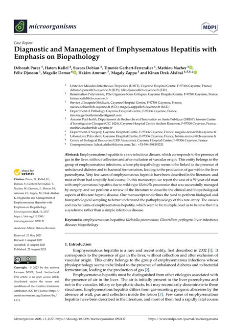 PDF Diagnostic And Management Of Emphysematous Hepatitis With