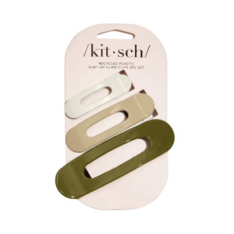 Kitsch Flat Lay Claw Clips Set Ultra Glossy Eucalyptus Flache Kralle