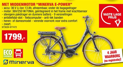 Minerva Elektrische Fiets Met Middenmotor Minerva E Power Promotie