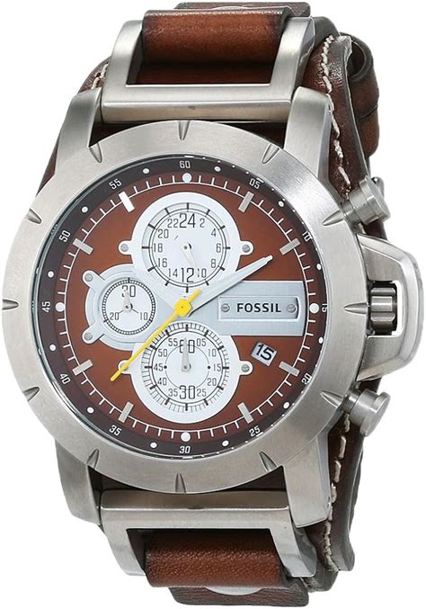 Fossil Herren Chronograph Armbanduhr Braunes Lederarmband JR1157